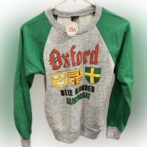 NWT Vintage Oxford Green and Gray Crewneck Sweatshirt